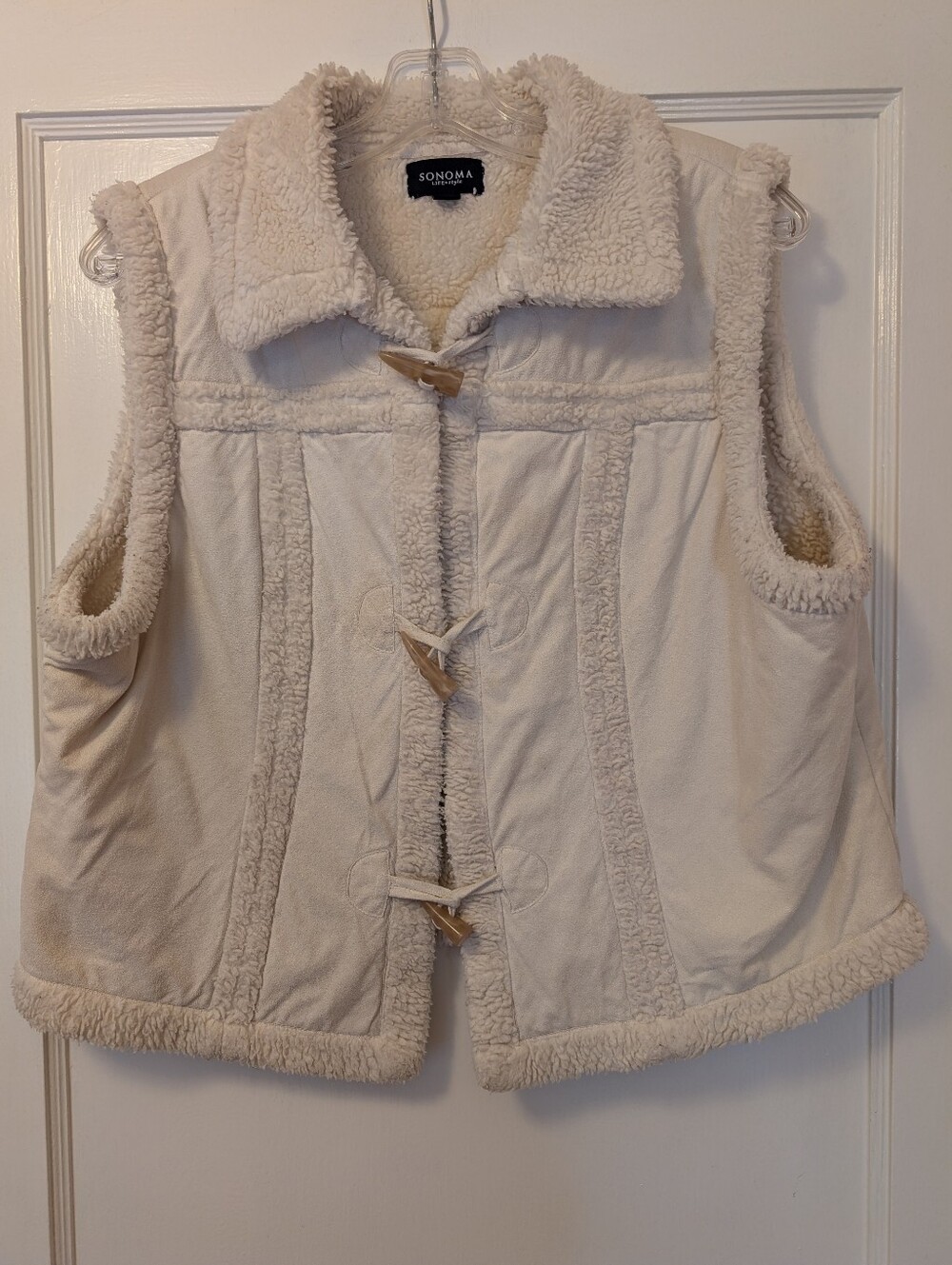 SONOMA Cream Sherpa-Trim Toggle Vest
